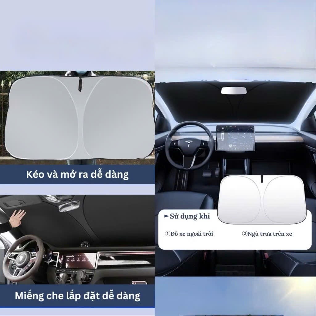 Tấm che nắng kính lái phủ bạc titan gấp gọn