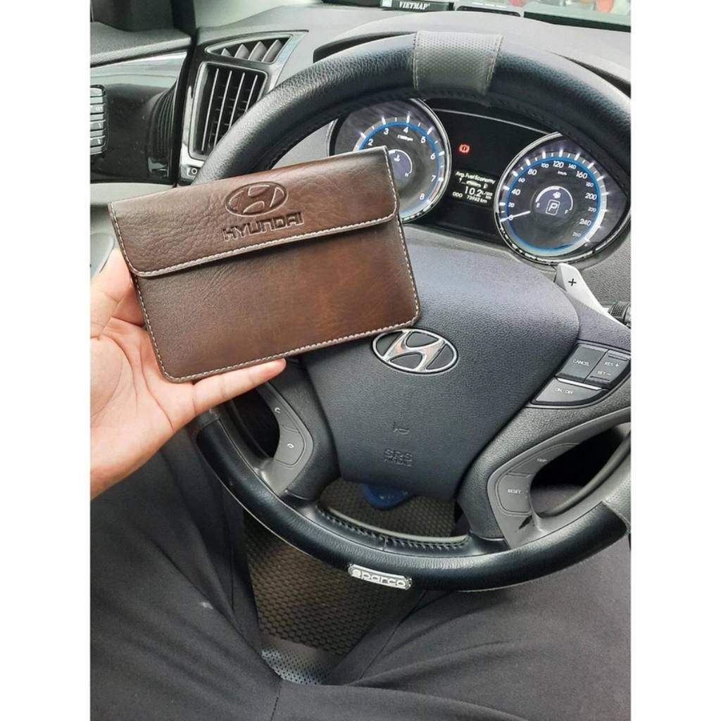 Ví da đựng giấy tờ có logo xe nâu