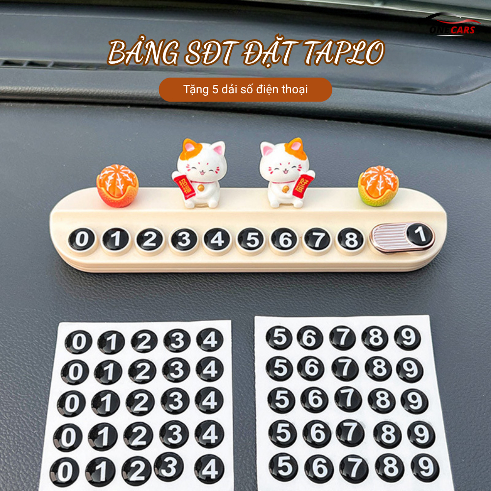 Bảng số điện thoại có gắn mèo thần tài