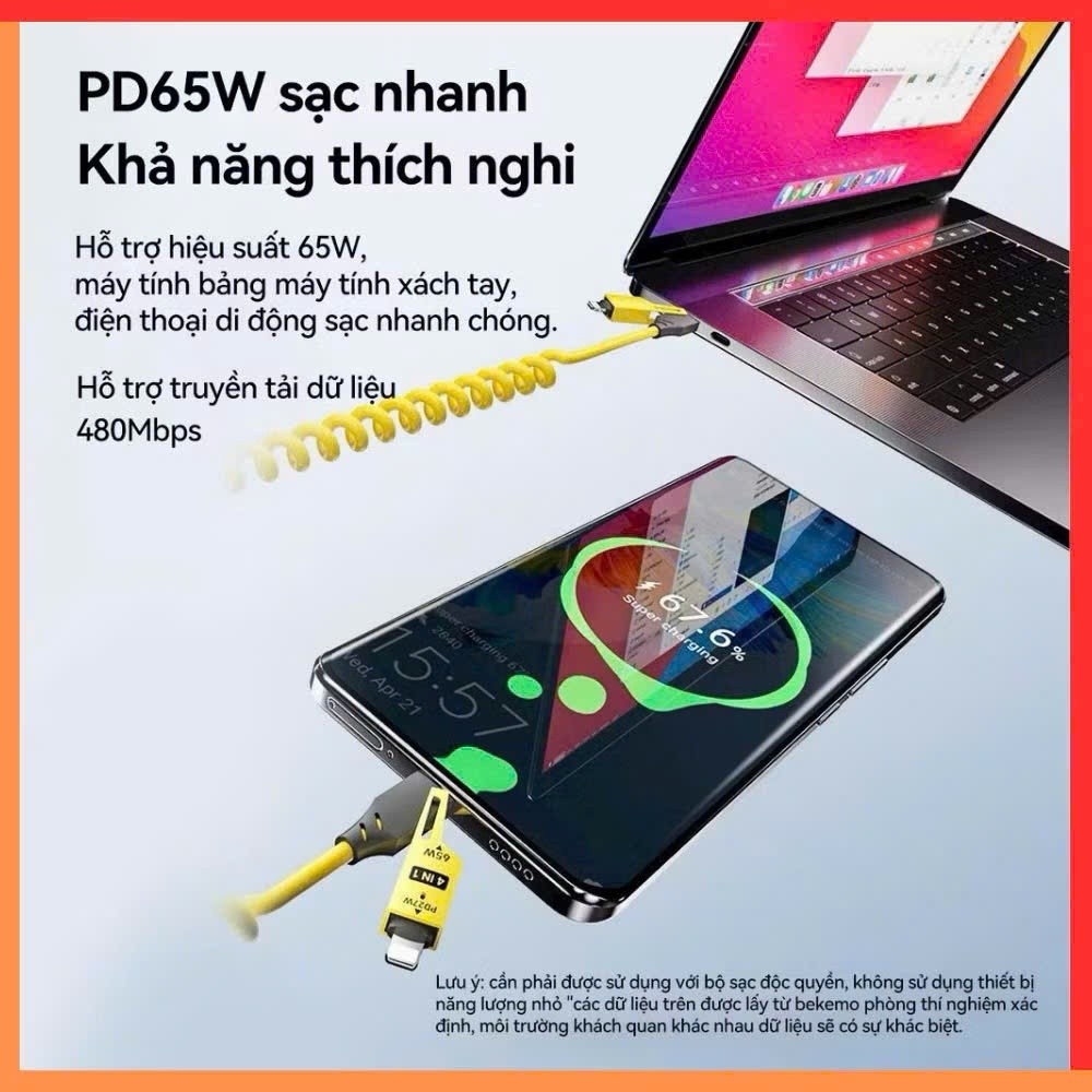 Dây sạc nhanh 4 trong một lò xo