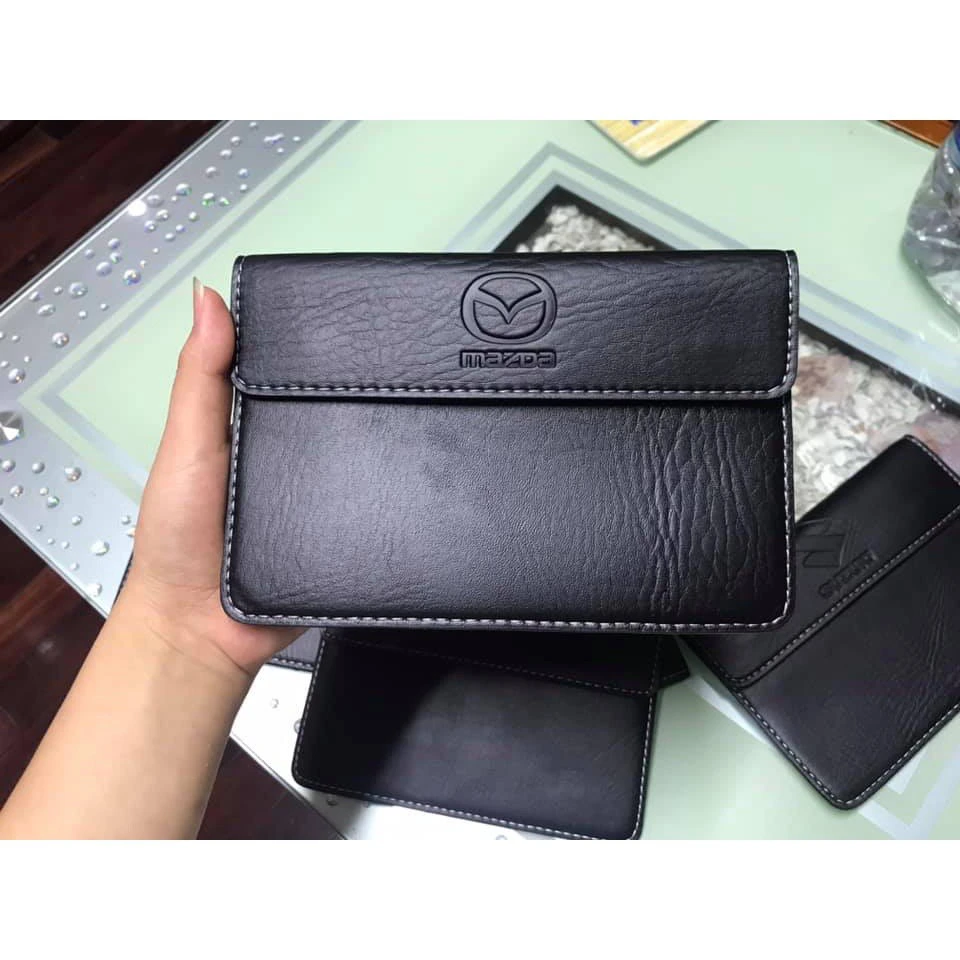 Ví da đựng giấy tờ có logo xe Đen