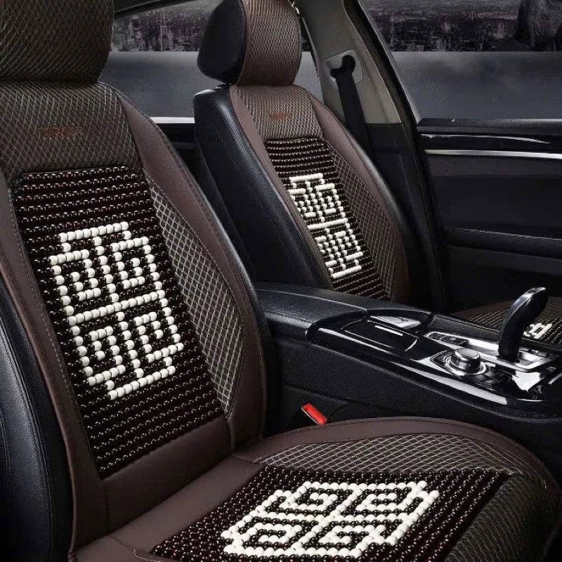 Lót ghế hạt gỗ phối da hãng Tangdi hoa văn