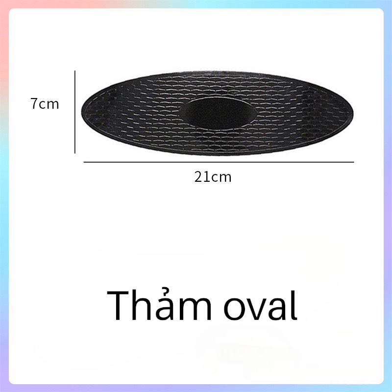 Thảm chống trượt hình oval siêu dính màu đen size 21x7