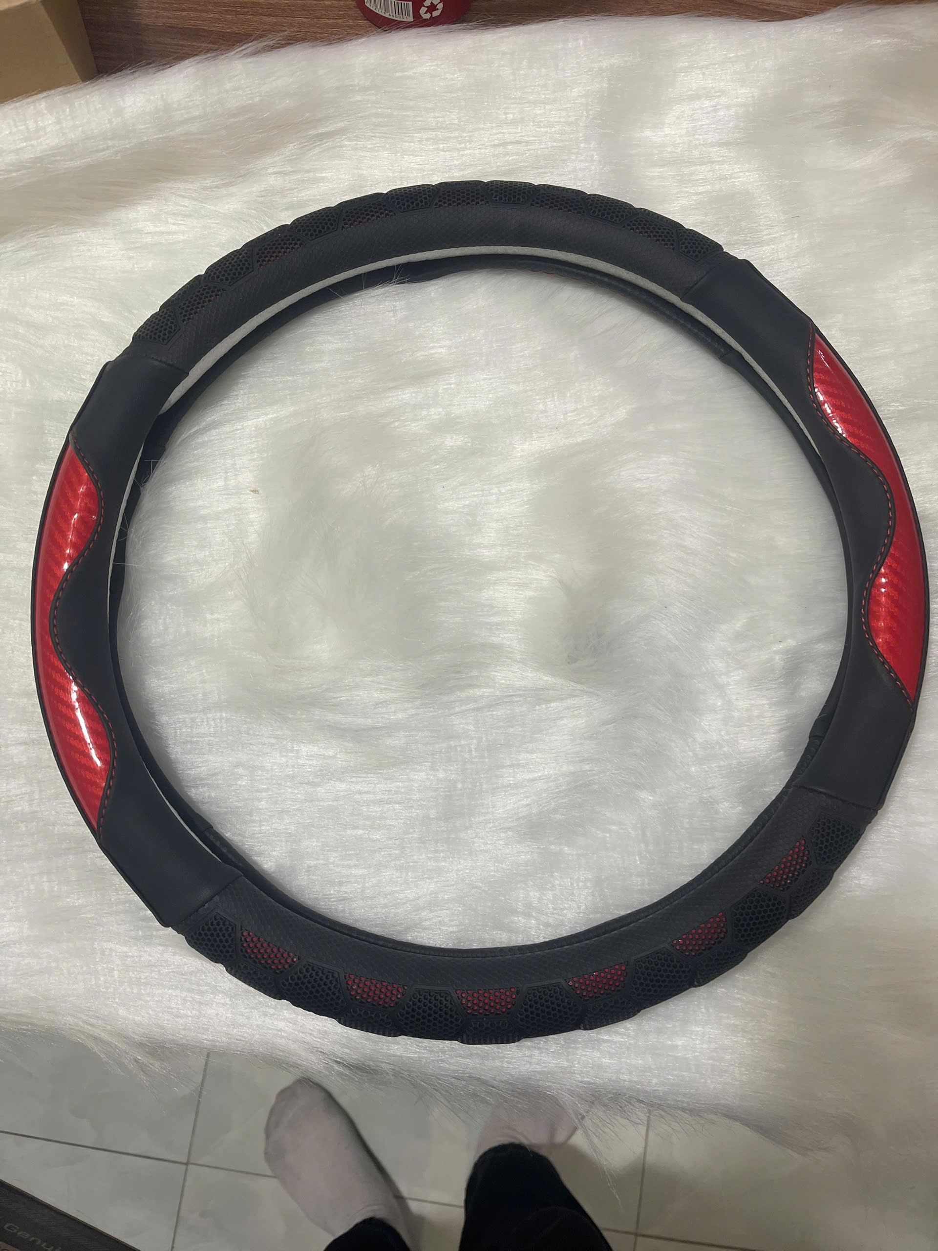 Bọc vô lăng Lưới Carbon Tổ Ong Cao Cấp tròn 38