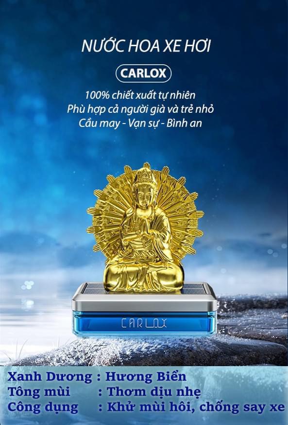 Nước hoa ô tô CARLOX kiêm tượng phật Quan Thế Âm nghìn tay xoay 360 độ bằng năng lượng mặt trời