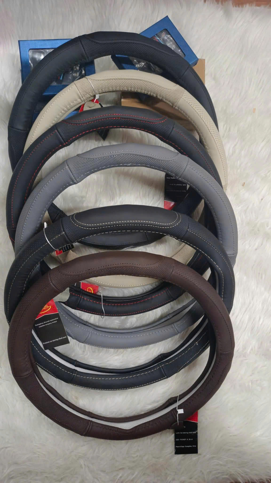 Bọc vô lăng da thật Tròn 38