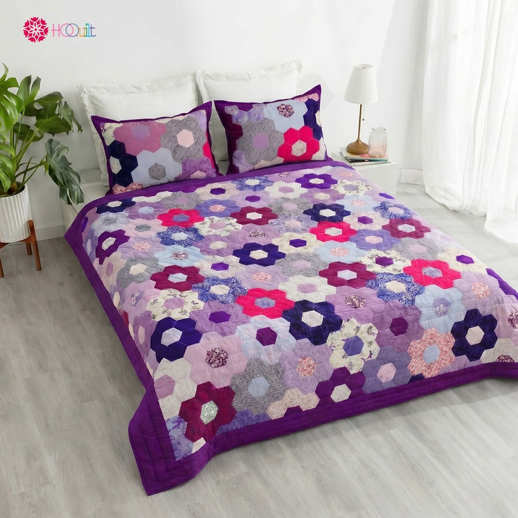 Dreamy Hexagon Patchwork Quilt Set (6.5cm)