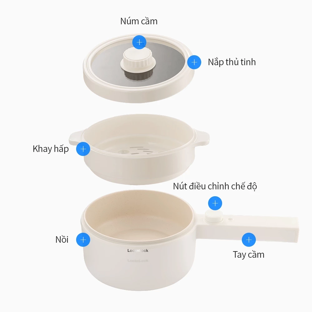 EJP436IVY- Nồi điện đa năng Locknlock Electric multi pot 220V, 50Hz, 600W, 1.5L- Màu ngà