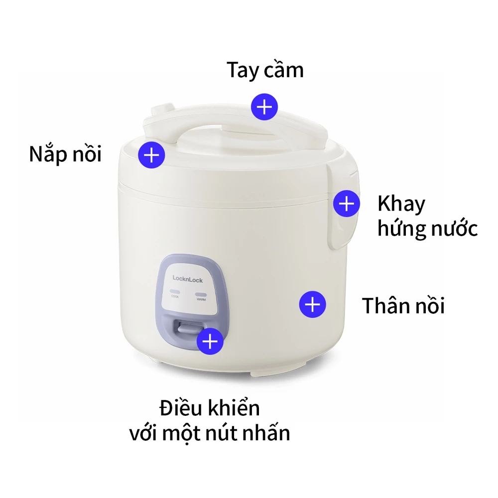 EJR462IVY Nồi cơm điện Locknlock Electric rice cooker 220V, 50Hz, 700W, 1.8L - Màu ngà