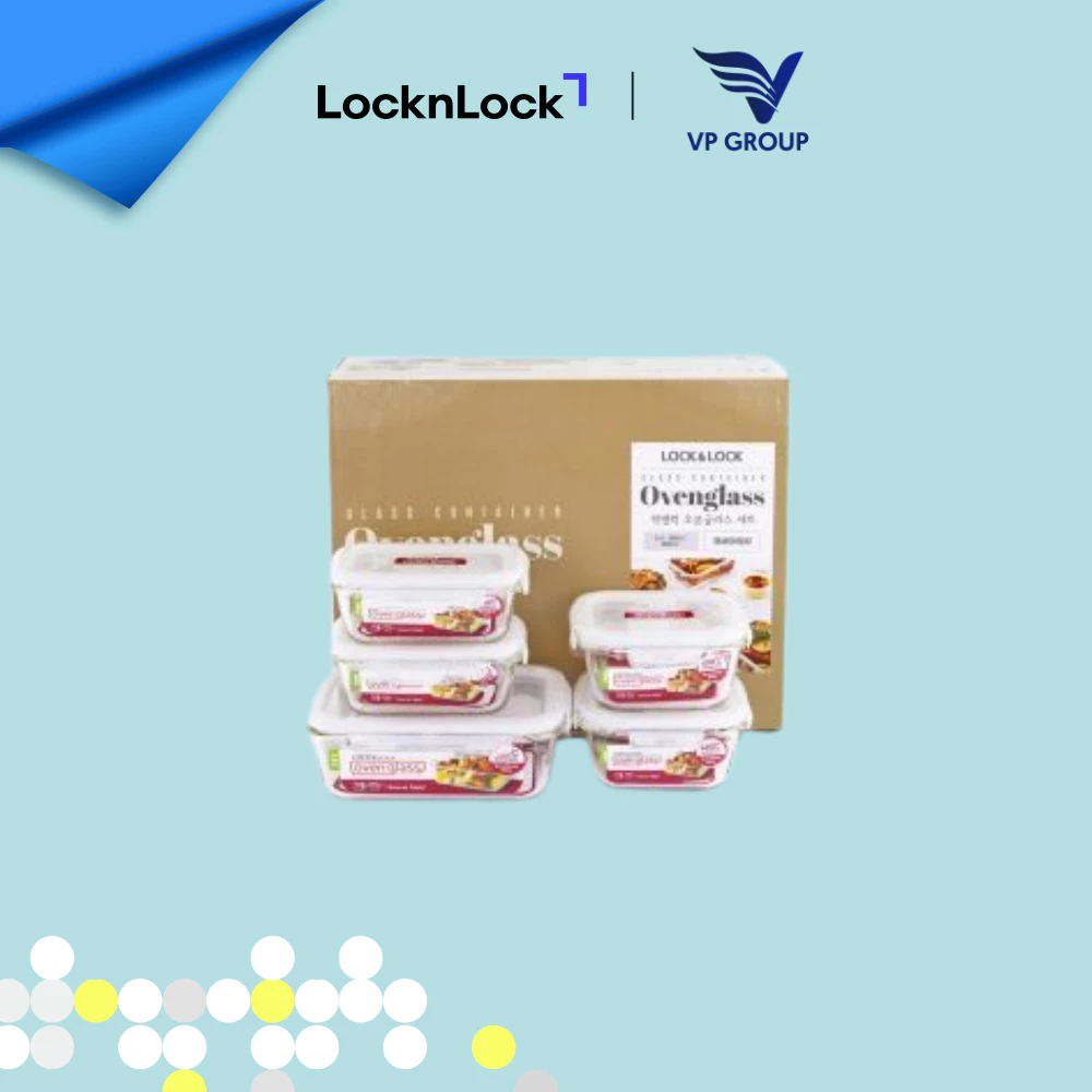 LLG214YX2-Bộ hộp thủy tinh chịu nhiệt Glass Euro (LLG214(2), LLG422(2), LLG821(2),Color Box NT)