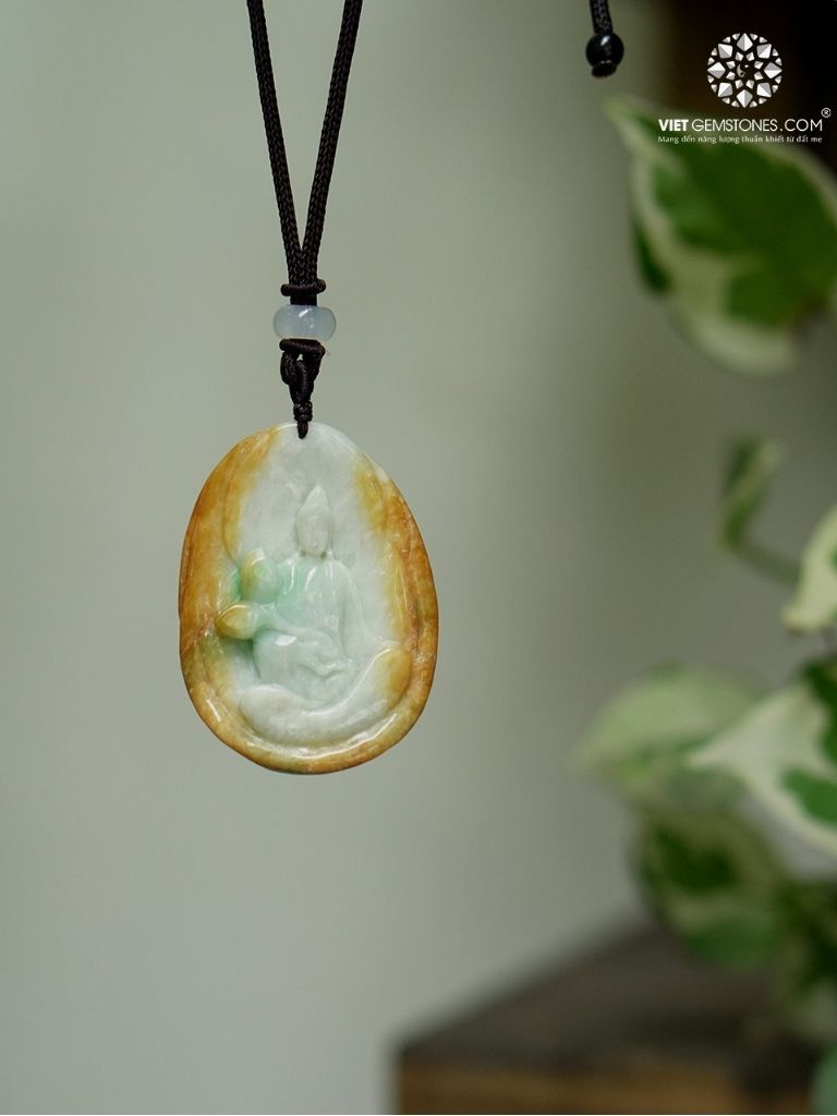 Mặt Dây Chuyền Quan Âm Cẩm Thạch Hoàng Phỉ