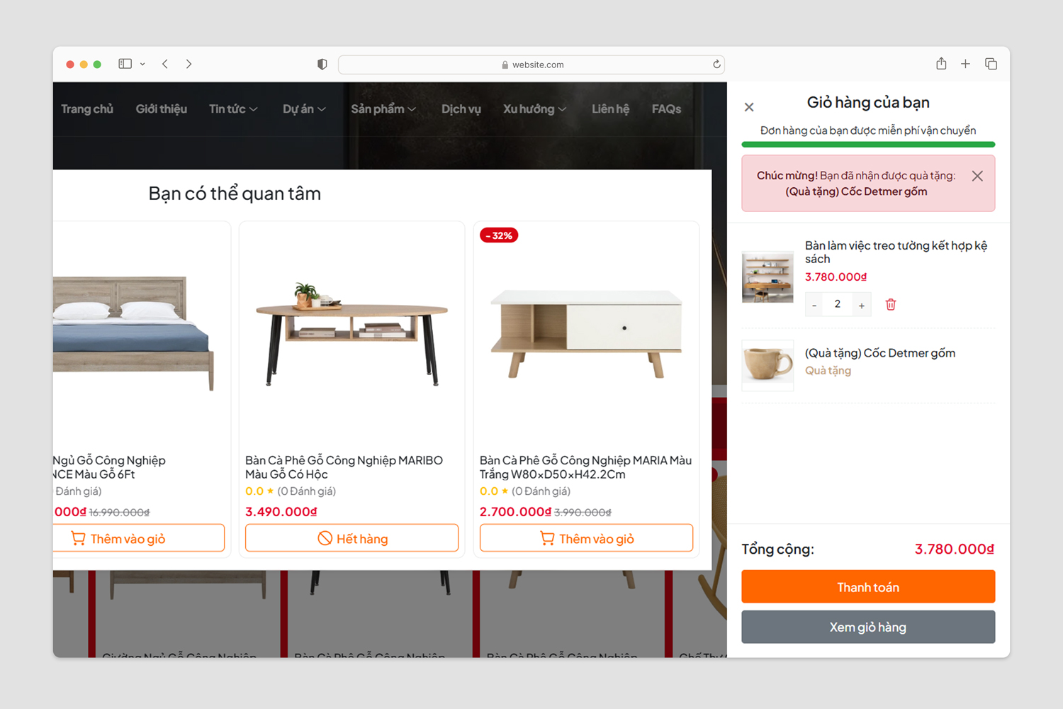 Quà tặng giỏ hàng