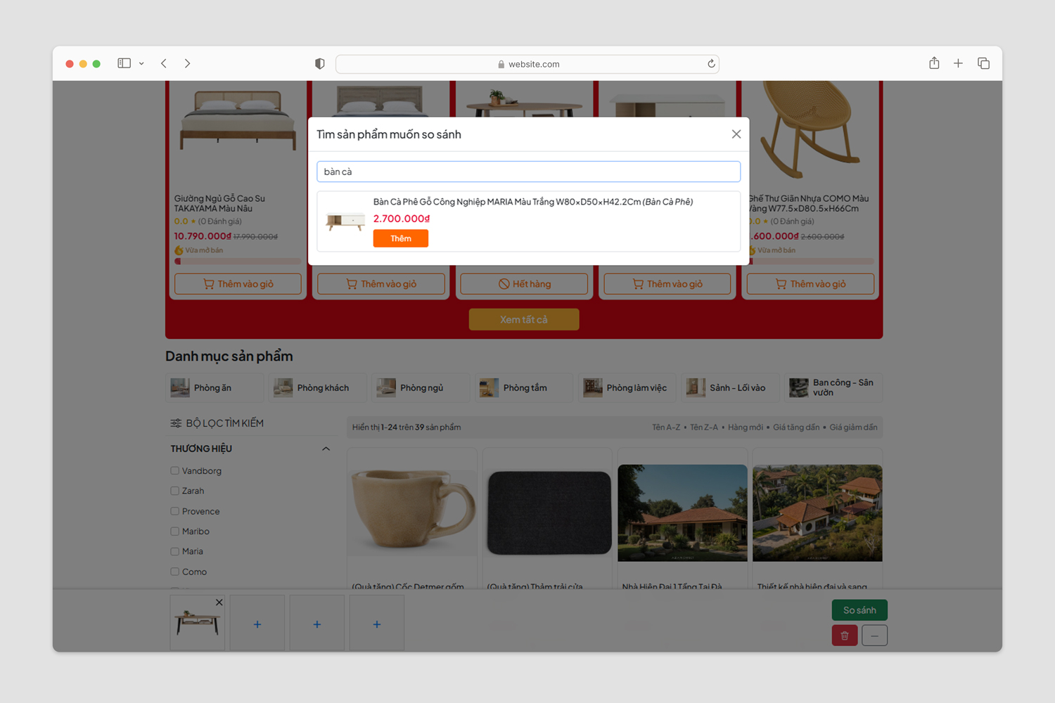 So sánh sản phẩm
