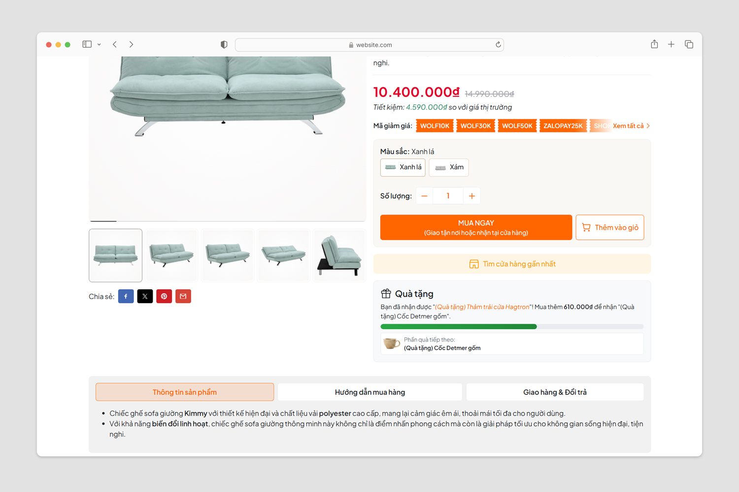 Ưu đãi chi tiết sản phẩm