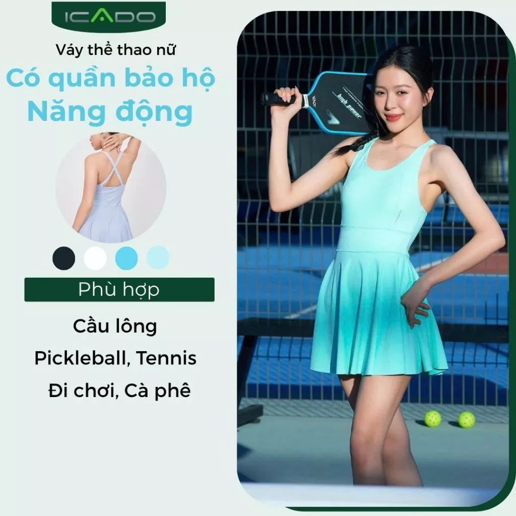 Váy Tennis, Pickleball Nữ Synthetic ICADO AT1