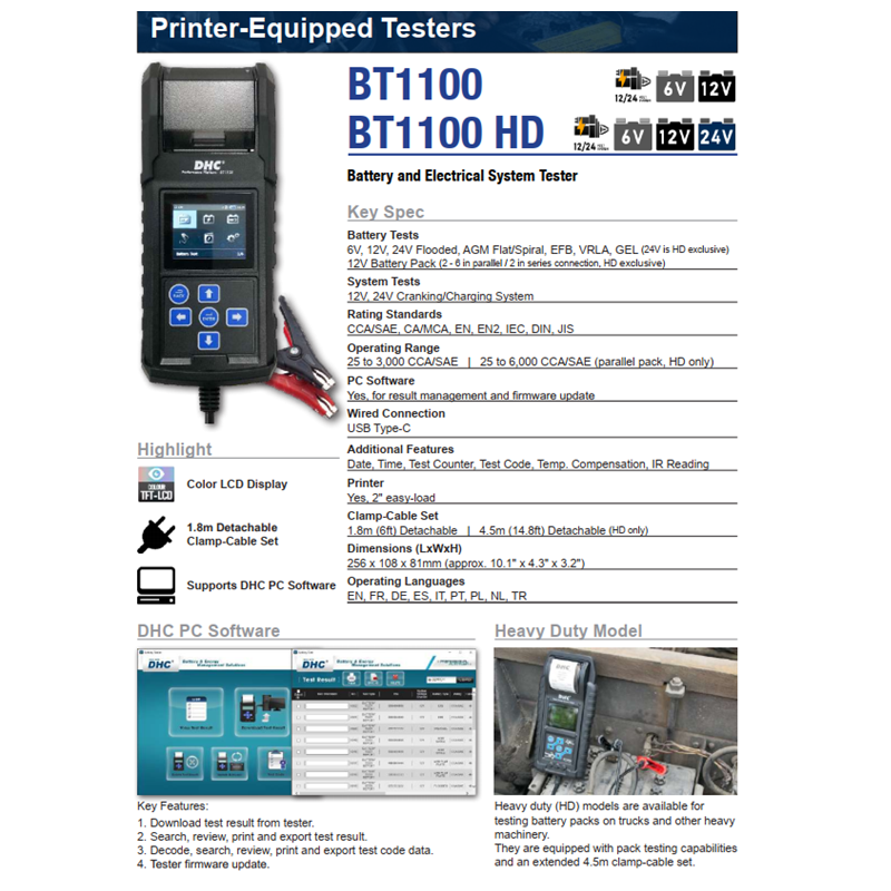 Thiết bị kiểm tra ắc quy và hệ thống điện DHC BT1100HD