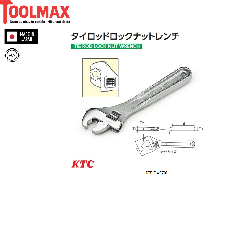 Mỏ lết xiết ốc rotuyn KTC AS701