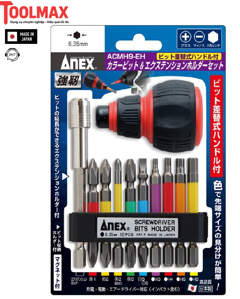 Bộ mũi vít đa năng kèm đầu nối và tay cầm ACMH9-EH