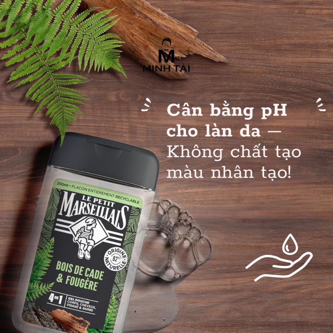 Gel Tắm Pháp dành cho Nam Le Petit Marseillais 4in1 Gỗ Tuyết Tùng & Dương Xỉ