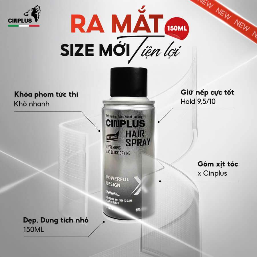 Gôm xịt tóc Nam CINPLUS REFRESHING AND QUICK DRYING