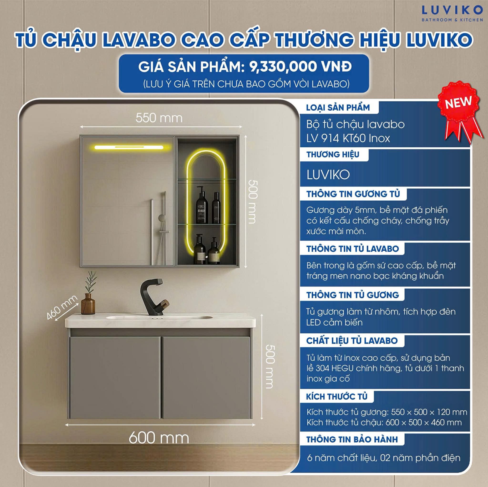 Tủ chậu lavabo Luviko LV914KT60