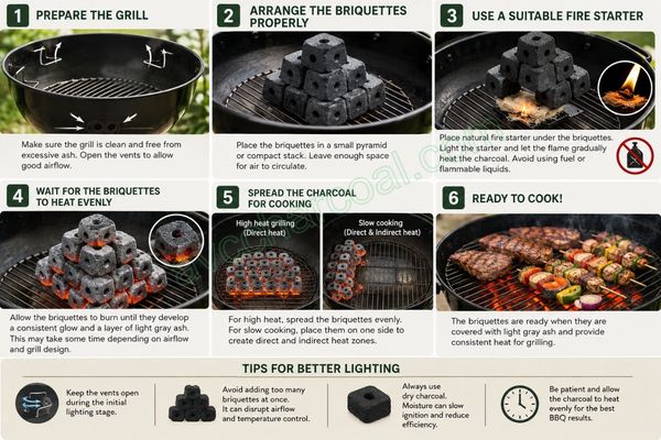 How to Light sawdust Briquette Charcoal for BBQ