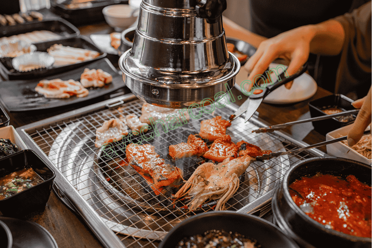 Close-up showing the uniform and clean quality of hexagonal briquette charcoal for Korean BBQ