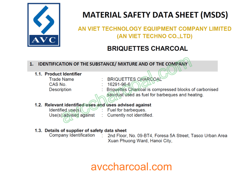Avc briquette hexagonal square charcoal safety first export cheap price