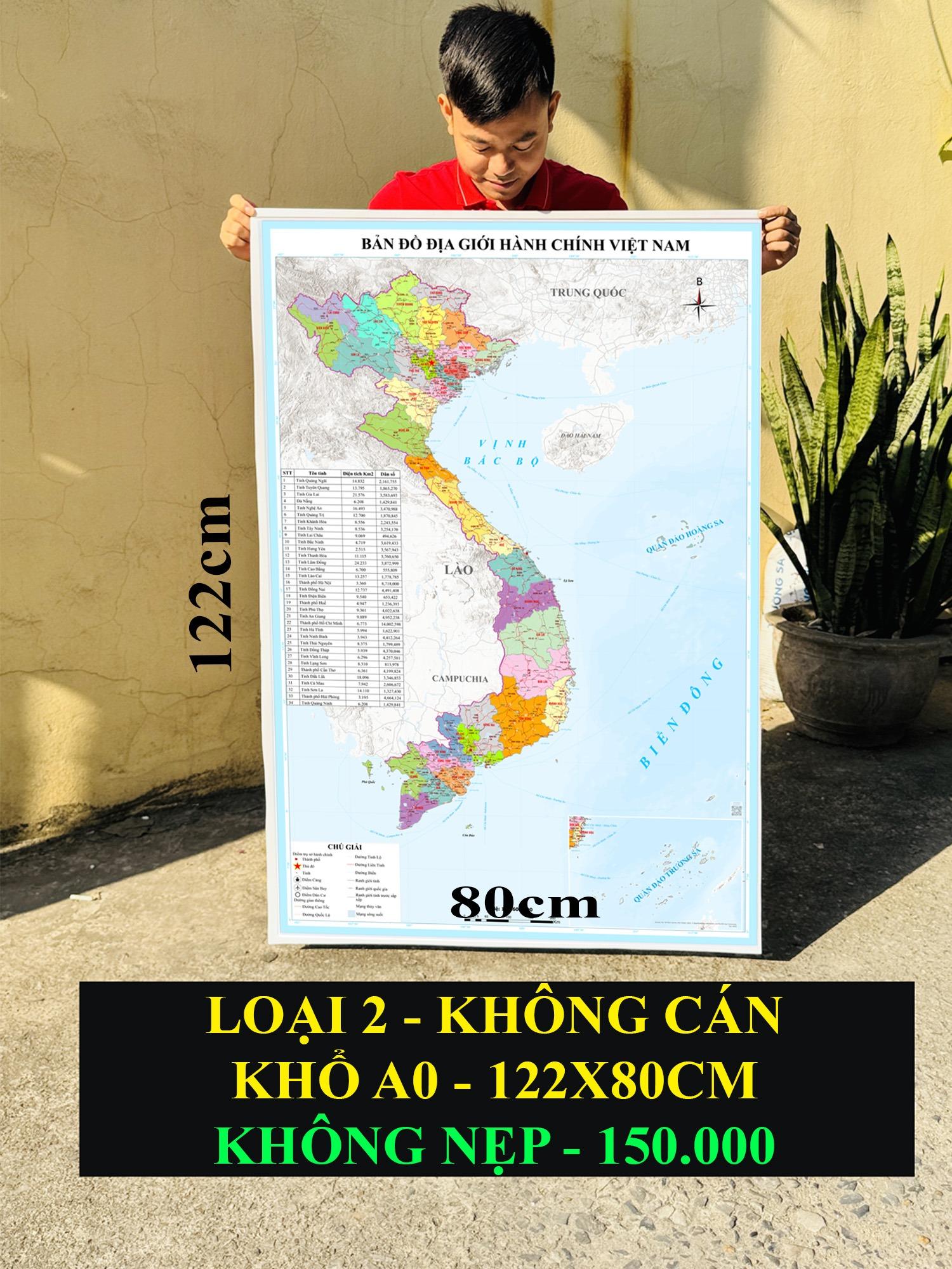 Bản Đồ Việt Nam mới nhất 2026 In siêu nét trên đề can chống nước Dễ Tra Cứu Chính Xác chi tiết