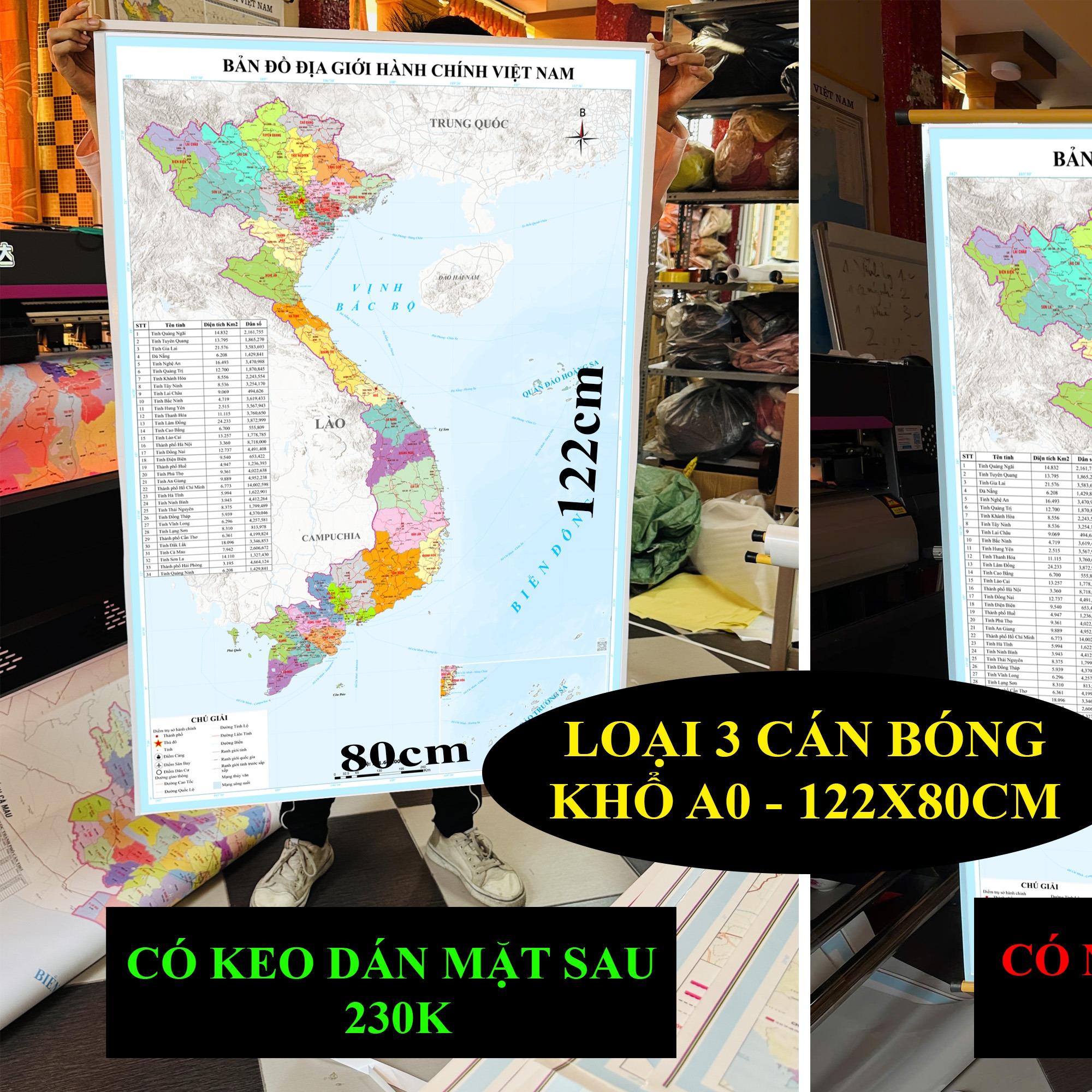 Bản Đồ Việt Nam mới nhất 2026 In siêu nét trên đề can chống nước Dễ Tra Cứu Chính Xác chi tiết