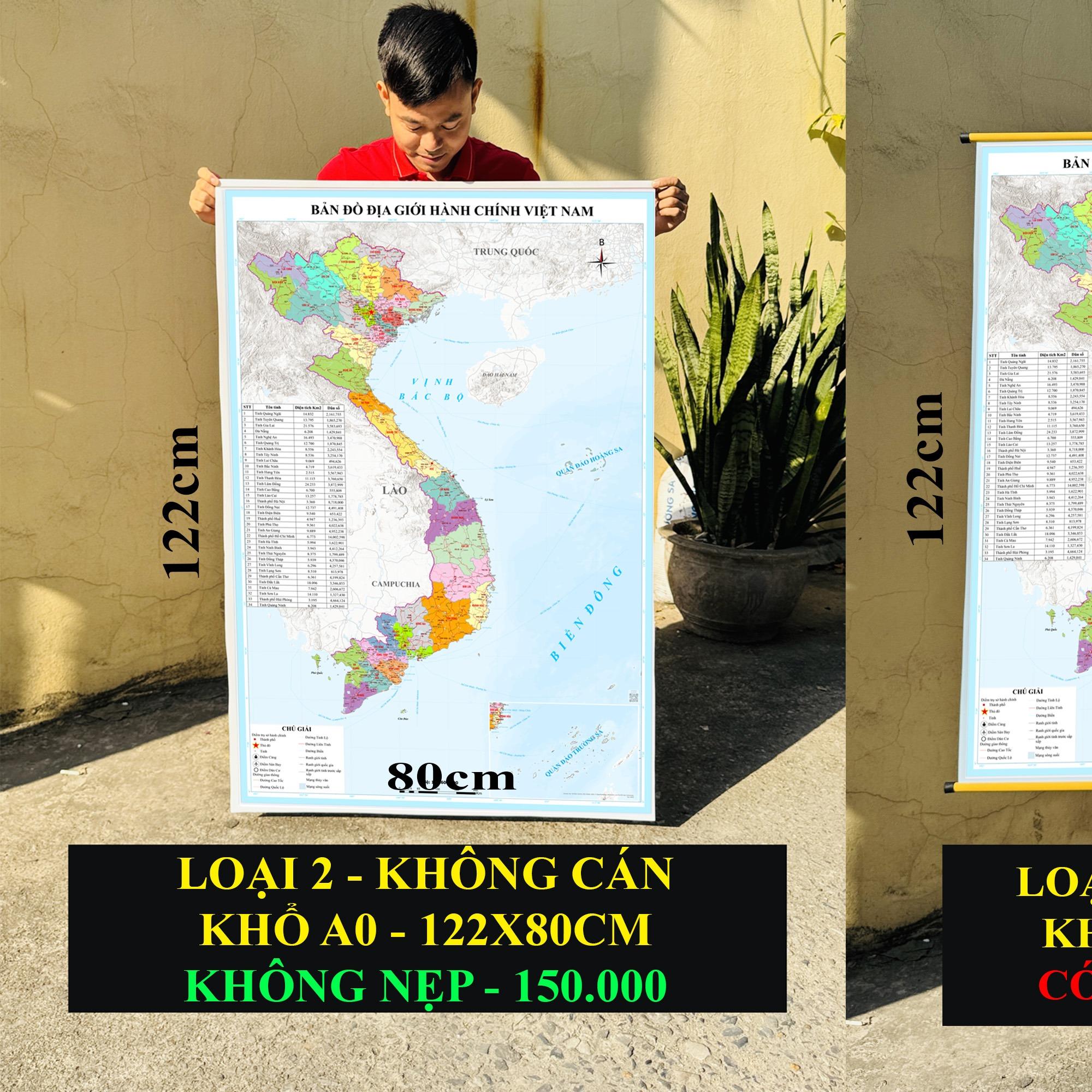 Bản Đồ Việt Nam mới nhất 2026 In siêu nét trên đề can chống nước Dễ Tra Cứu Chính Xác chi tiết