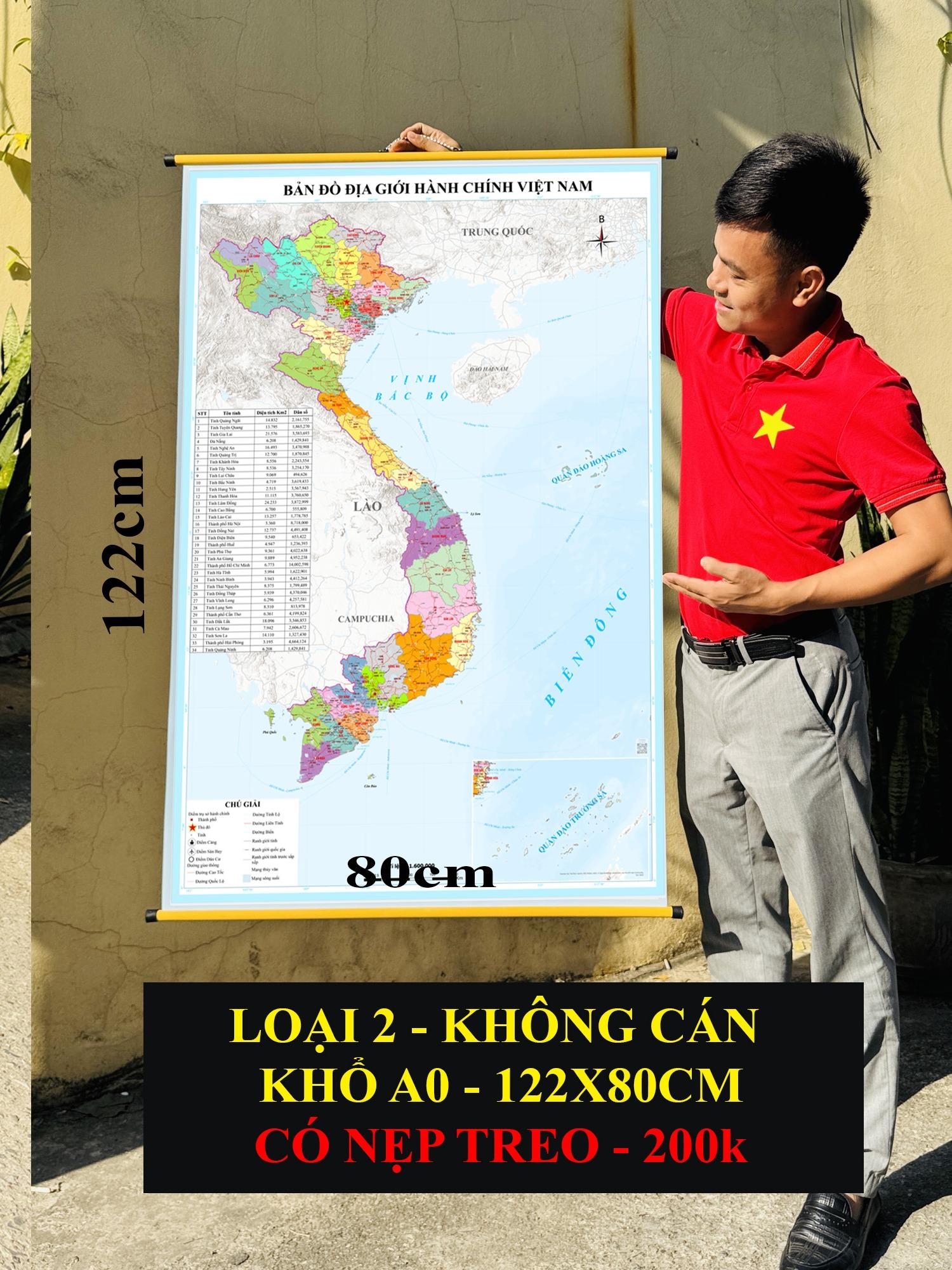 Bản Đồ Việt Nam mới nhất 2026 In siêu nét trên đề can chống nước Dễ Tra Cứu Chính Xác chi tiết