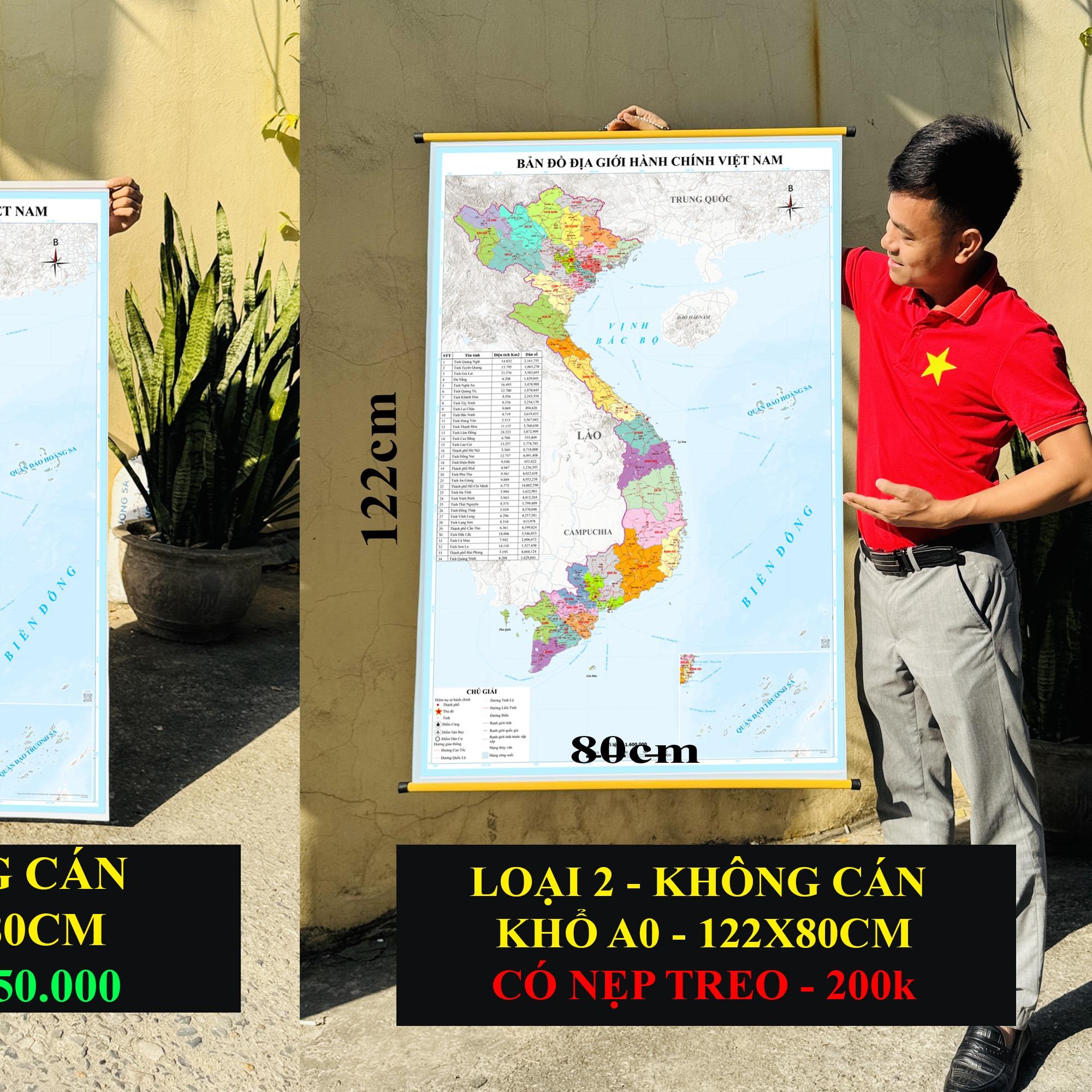 Bản Đồ Việt Nam mới nhất 2026 In siêu nét trên đề can chống nước Dễ Tra Cứu Chính Xác chi tiết