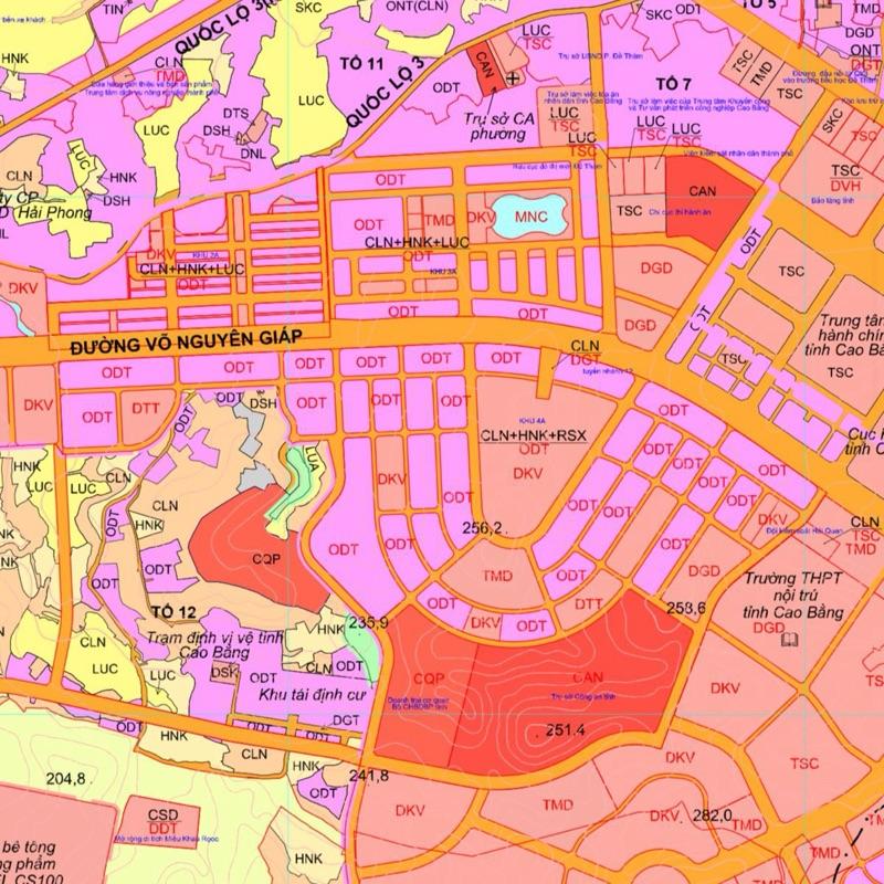 Bản đồ Quy Hoạch sử dụng đất tp Cao Bằng