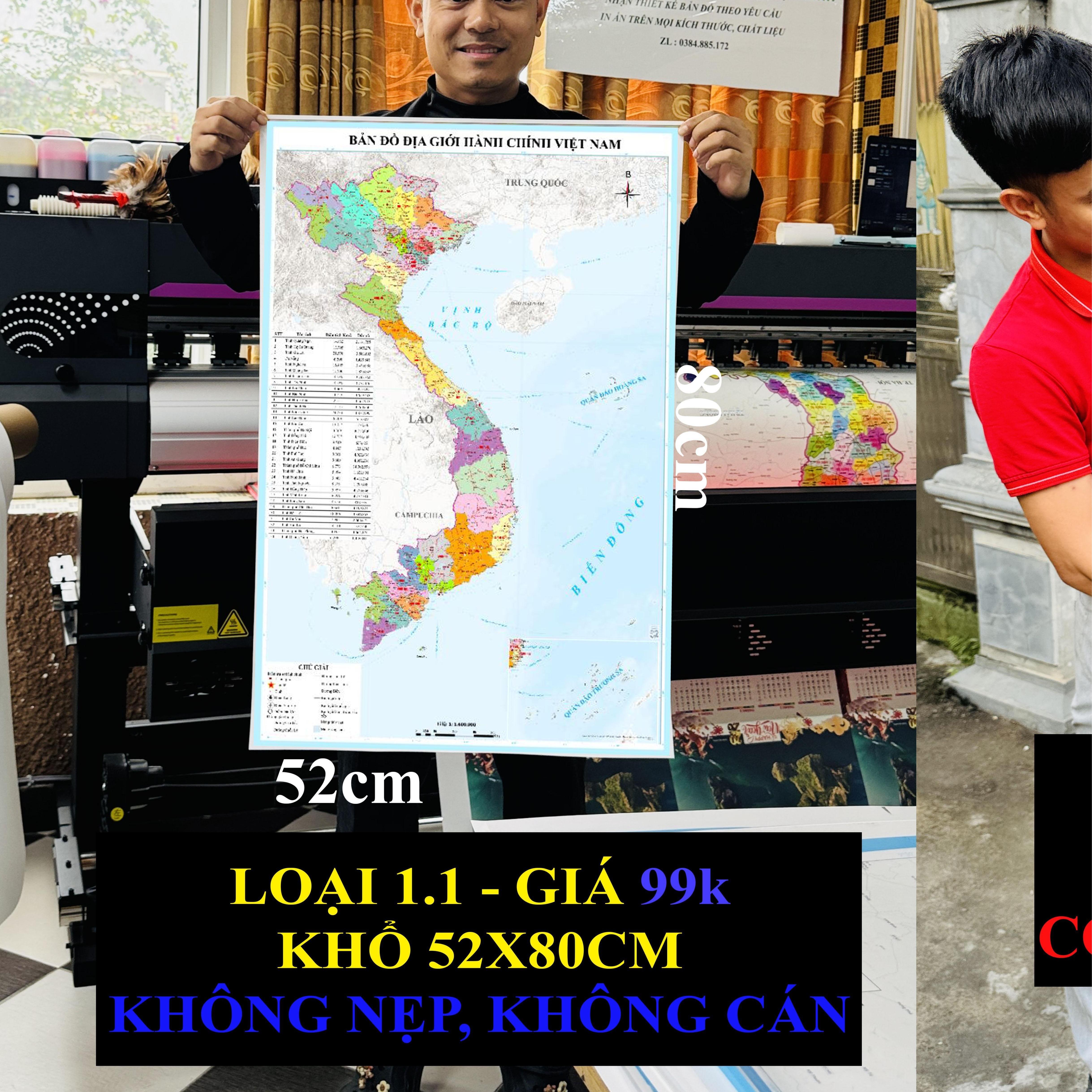 Bản Đồ Việt Nam mới nhất 2026 In siêu nét trên đề can chống nước Dễ Tra Cứu Chính Xác chi tiết