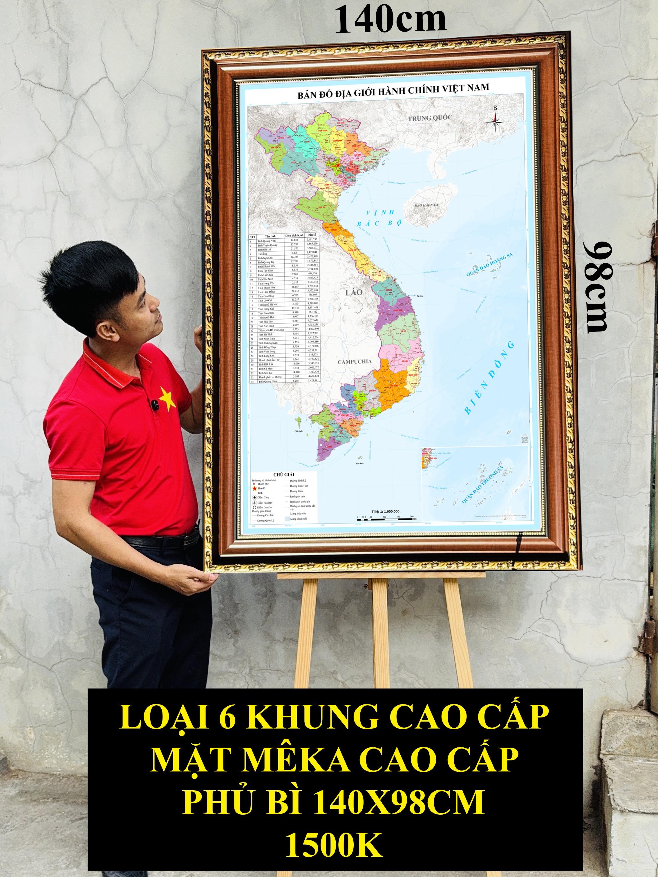 Bản Đồ Việt Nam mới nhất 2026 In siêu nét trên đề can chống nước Dễ Tra Cứu Chính Xác chi tiết