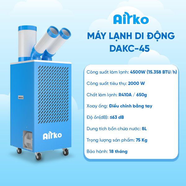 Máy Điều hòa di động AIRKO, Model DAKC-45 (New 2025)