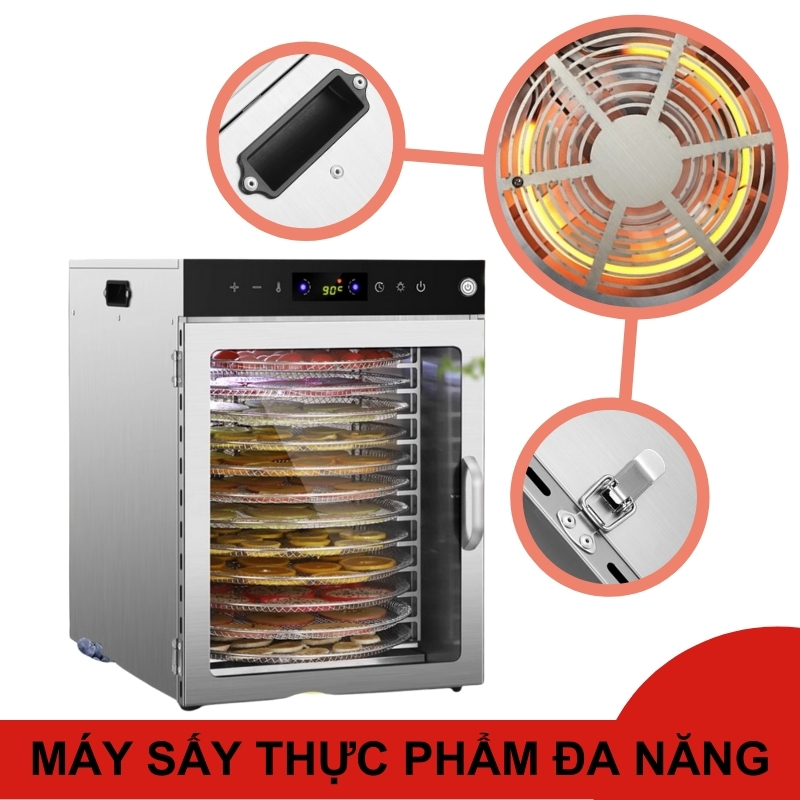 Tủ sấy khô thực phẩm loại 12 khay xoay.