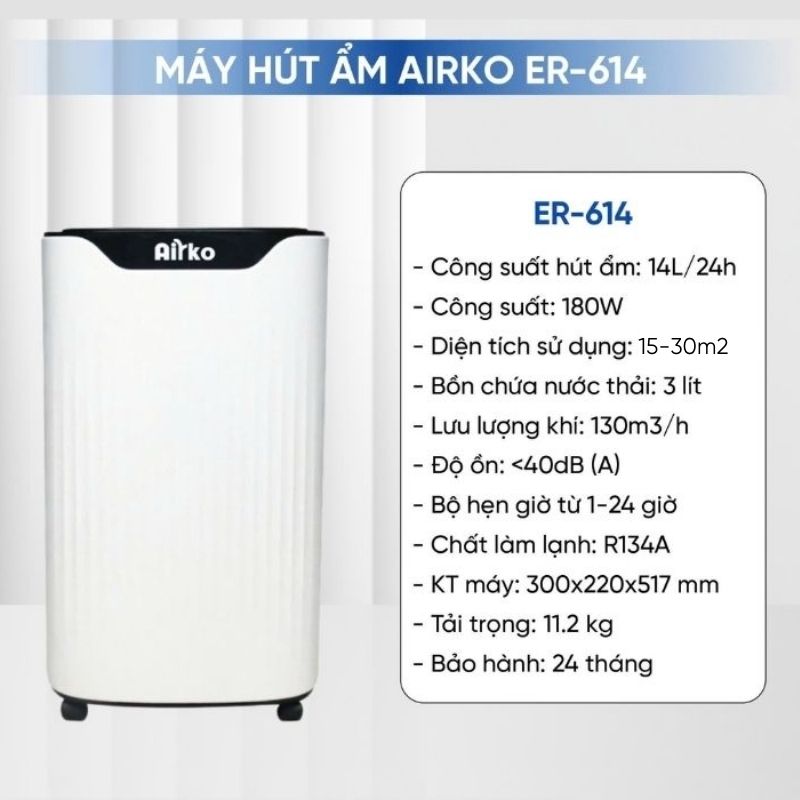 Máy Hút Ẩm Dorosin Airko ER-614 Công Suất 14 Lít/Ngày