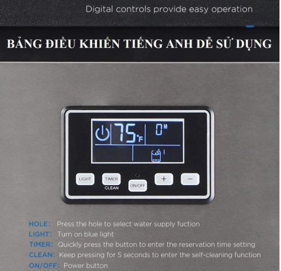 Máy làm đá viên Ebisu HZB-55 ( 60kg / ngày, chức năng dùng cho nước máy hoặc qua máy lọc nước )