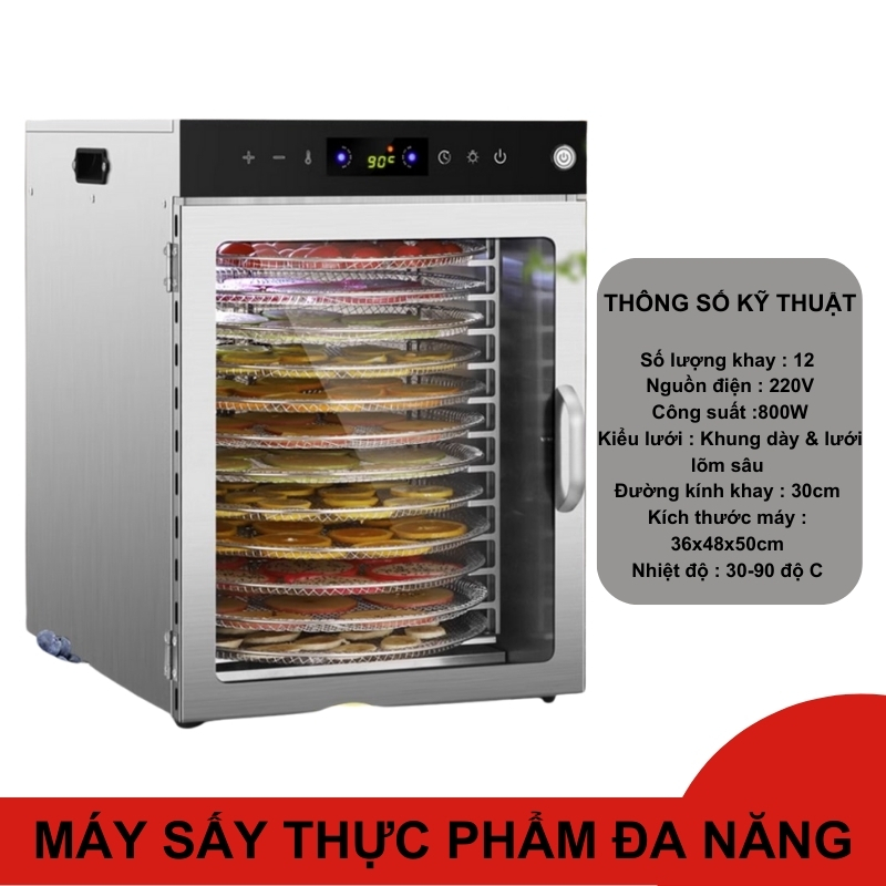 Tủ sấy khô thực phẩm loại 12 khay xoay.