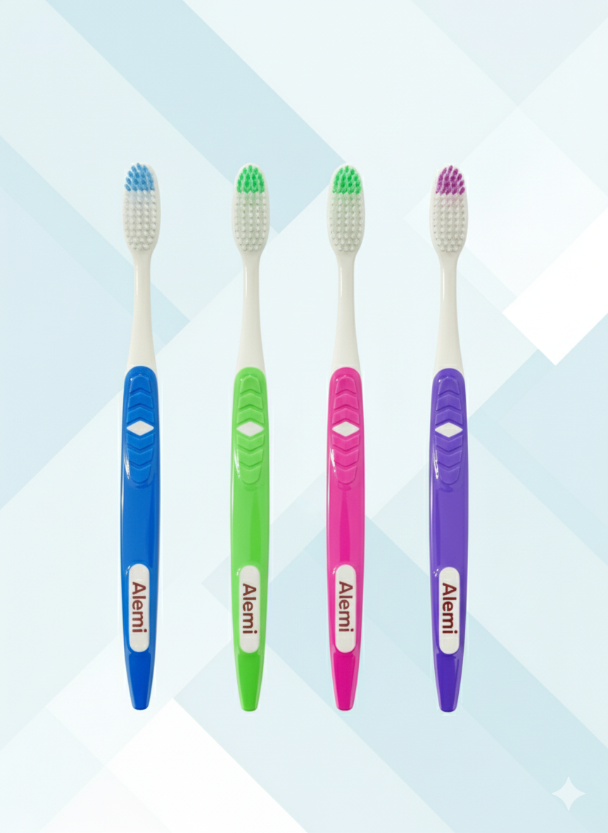 Bàn Chải Đánh Răng ALEMI HT8052 VỈ TRẮNG - Hộp 50 cây - TOOTHBRUSH