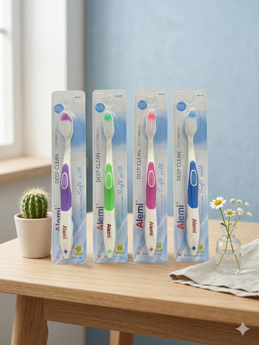 Bàn Chải Đánh Răng ALEMI HT8054 - 50 VỈ TRẮNG - TOOTHBRUSH
