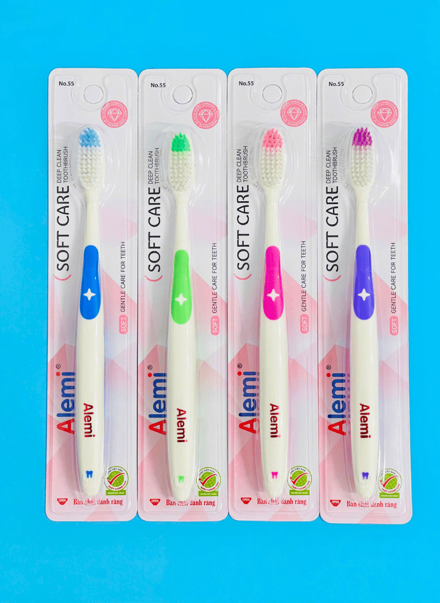 Bàn Chải Đánh Răng ALEMI HT8055 VỈ TRẮNG - Hộp 50 cây - TOOTHBRUSH