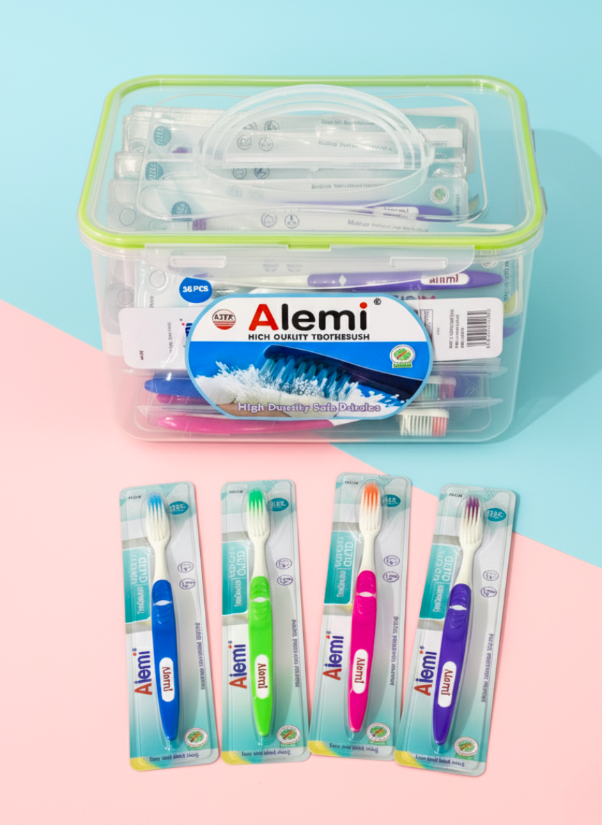 Bàn Chải Đánh Răng ALEMI HT8052 VỈ TRẮNG - Hộp 50 cây - TOOTHBRUSH