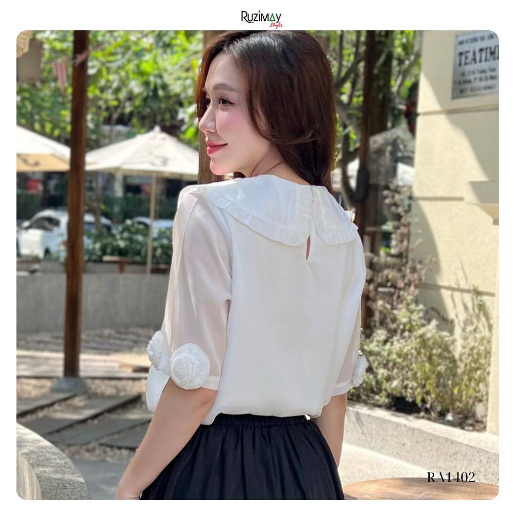 Áo sơ mi nữ Ruzimay RA1400 cổ sen bèo tay lỡ mềm mại thanh lịch