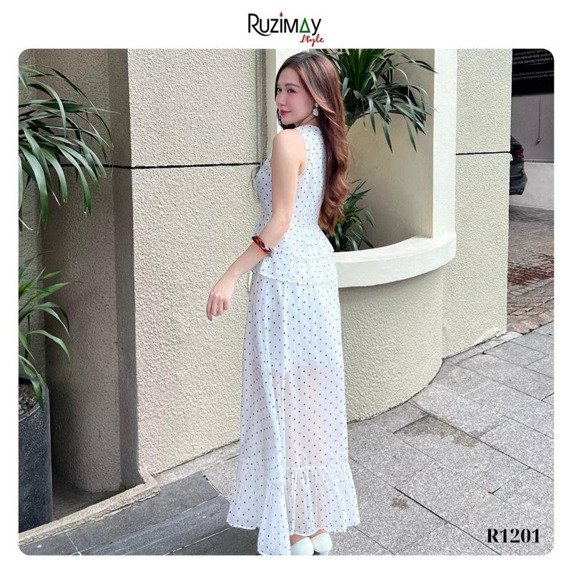 Đầm maxi Ruzimay chấm bi voan dáng dài R1200