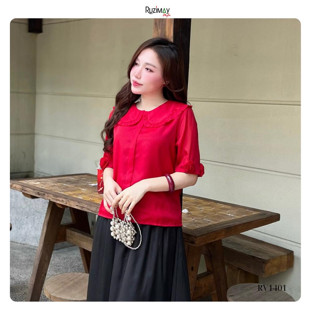 Áo sơ mi nữ Ruzimay RA1400 cổ sen bèo tay lỡ mềm mại thanh lịch