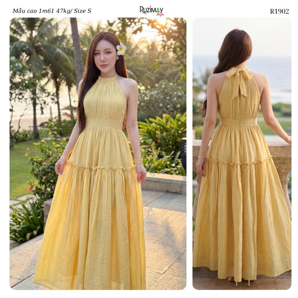 Đầm maxi cổ yếm Ruzimay Style R1900 dáng dài xòe