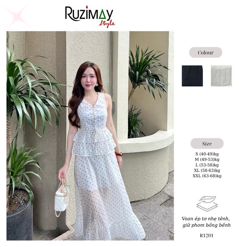 Đầm maxi Ruzimay chấm bi voan dáng dài R1200